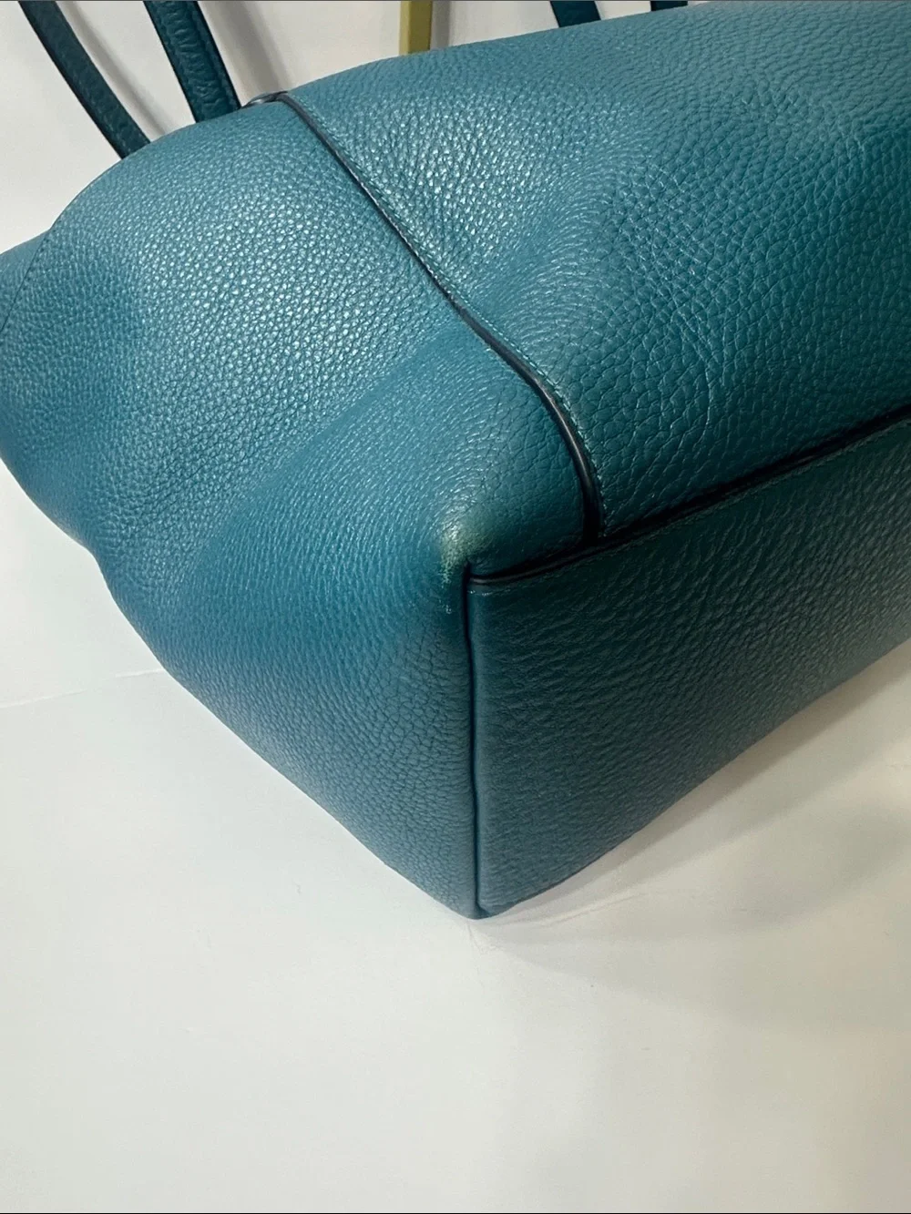 COACH Teal Pebbled Leather Tote with Matching Wristlet